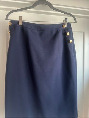 3 Pencil Skirts Grey, Navy Blue, Navy Blue with Gold Button Detail
